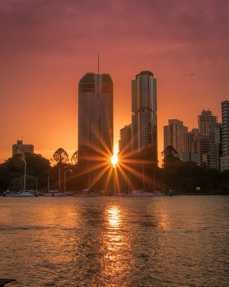 Brisbane buildings sunset